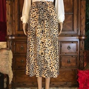 Ann Taylor Petite Small Button Front MIDI Skirt